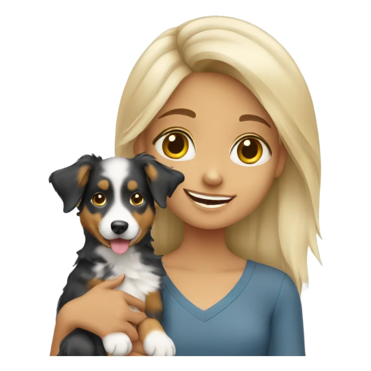 blond girl holding australian shepherd  sticker