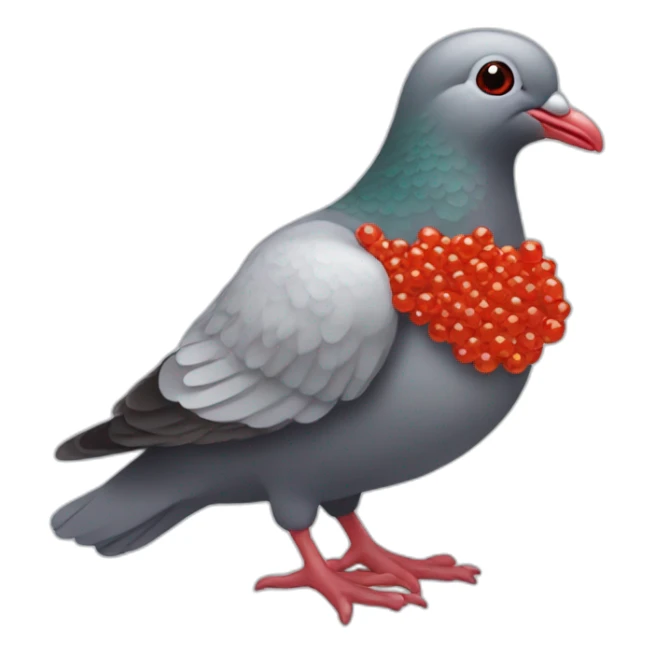 pidgeon with red caviar in hand sticker