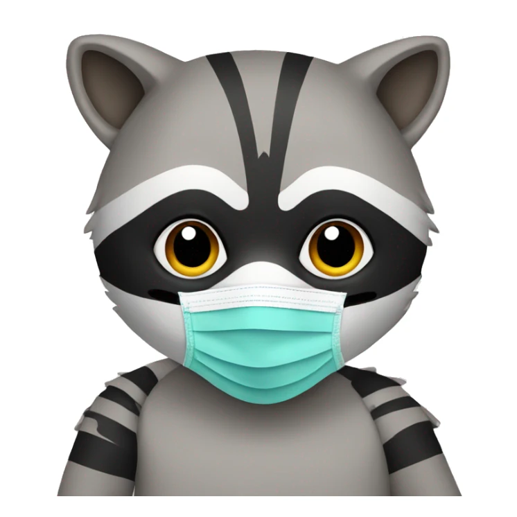 Raccoon with a face mask waving sticker