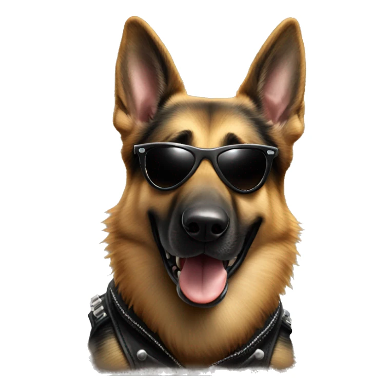 German shepherd wearing sun glasses riding a Harley Davidson sticker