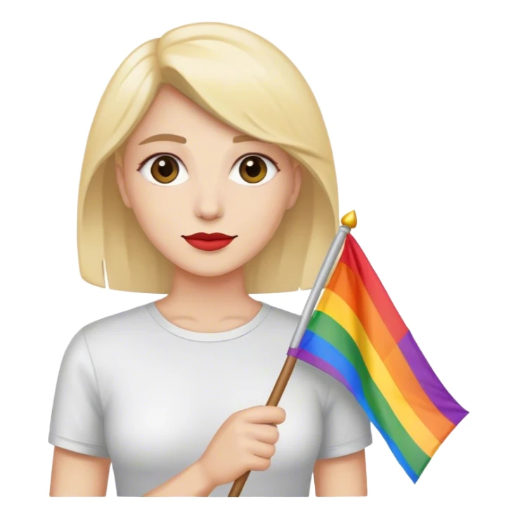 woman with lgbt flag sticker