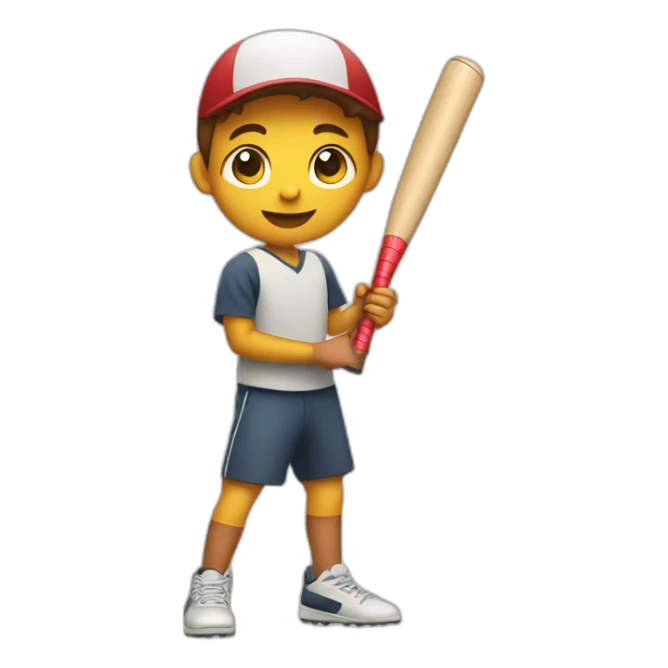 a boy playing cricket with a bat in his hands sticker