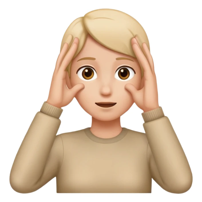 using whole hands to point at someone with hands vertically next to head sticker