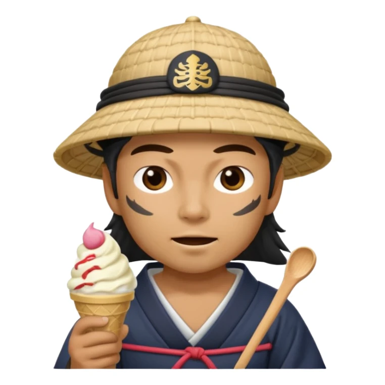 SAMURAI WARING SAMURAI CAP  EATING WITH ICECREAM sticker