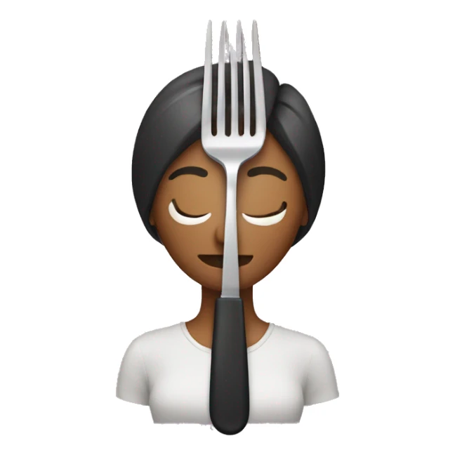 a woman with a fork and knife sticker