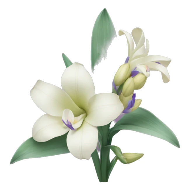 yucca with iris flower and magnolia flower sticker