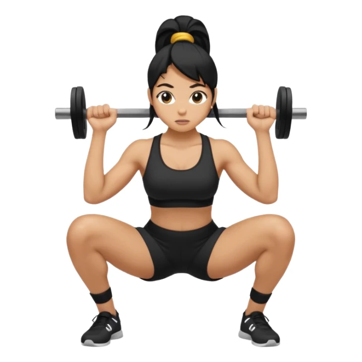 Women with long black ponytail doing a squat with no weights sticker