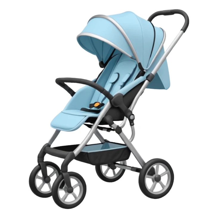 Pastel blue infant stroller with one handle sticker
