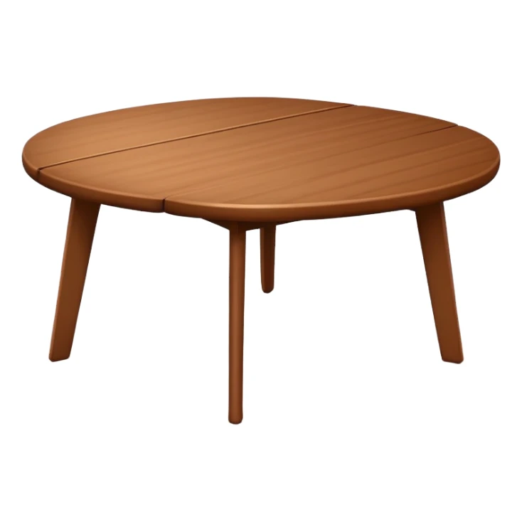 A simple, angled wooden table matching the same style and perspective as the ‘🪑’ chair emoji, with warm medium-brown color, minimal shading, rounded edges, clean lines, slightly 3D, white background. sticker