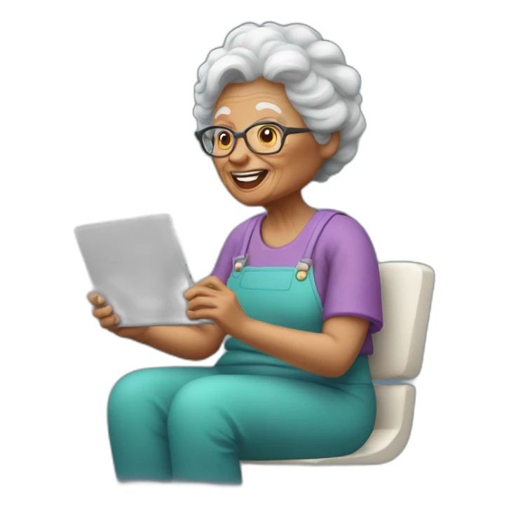 A grandma play video games sticker