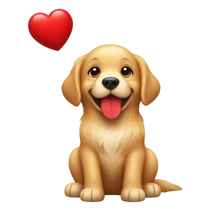 Golden retriever holding a heart  sticker