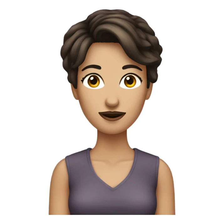 Brunette woman with bushy moustache. Pixie cut sticker