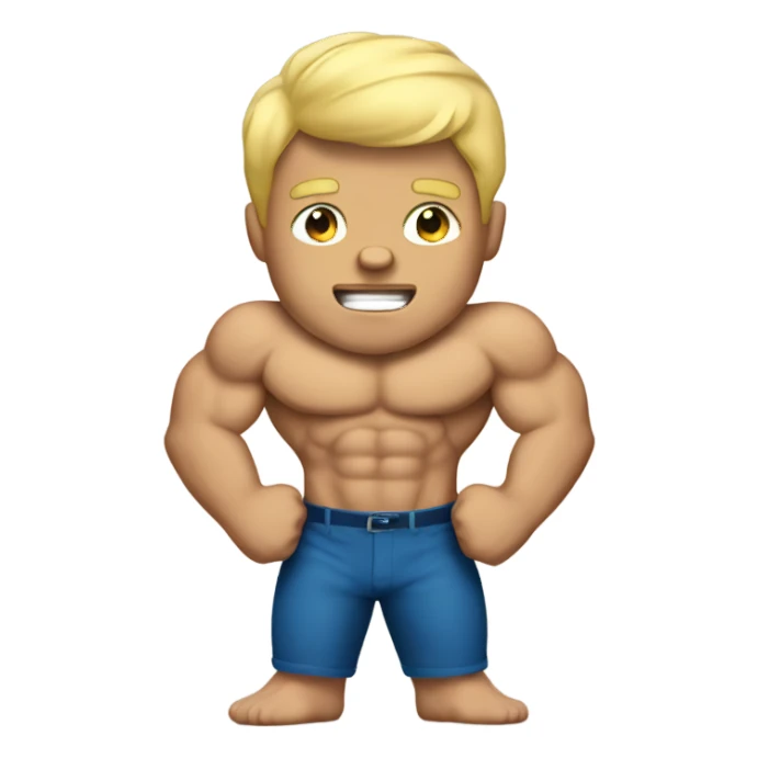 A blonde boy with huge muscles sticker