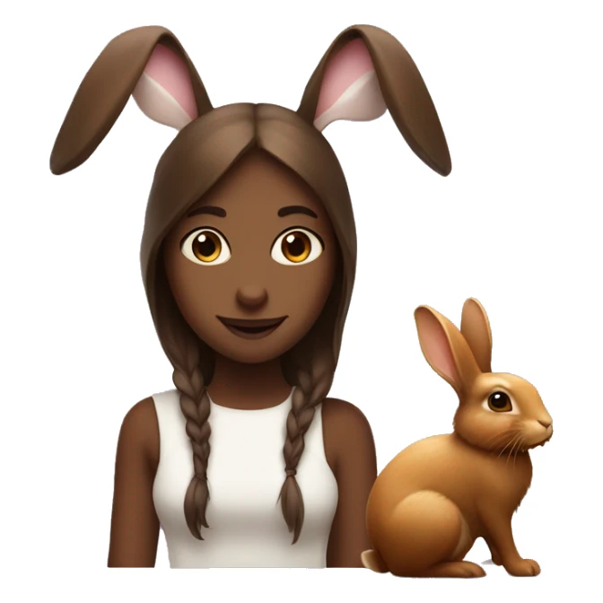 а rabbit and a hazelnut with a brunnete girl sticker