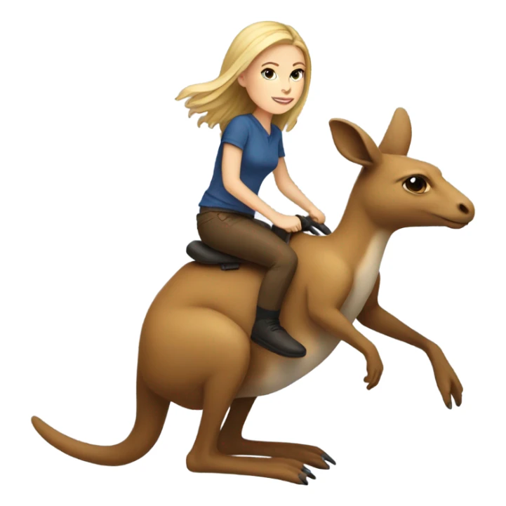 White girl riding a kangaroo sticker
