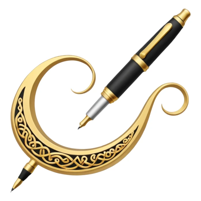 the word 'arabic' stylized as a calligraphy pen sticker