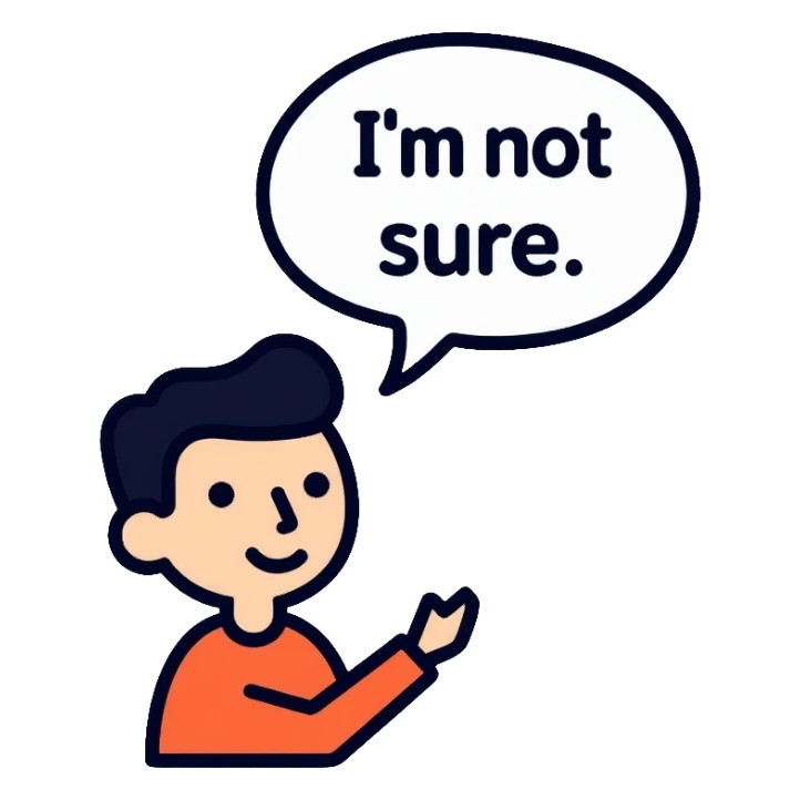Chinese man with a thought bubble saying "I'm not sure." sticker