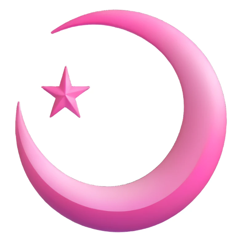 3D gothic crescent moon with pink highlights, dramatic and mysterious sticker