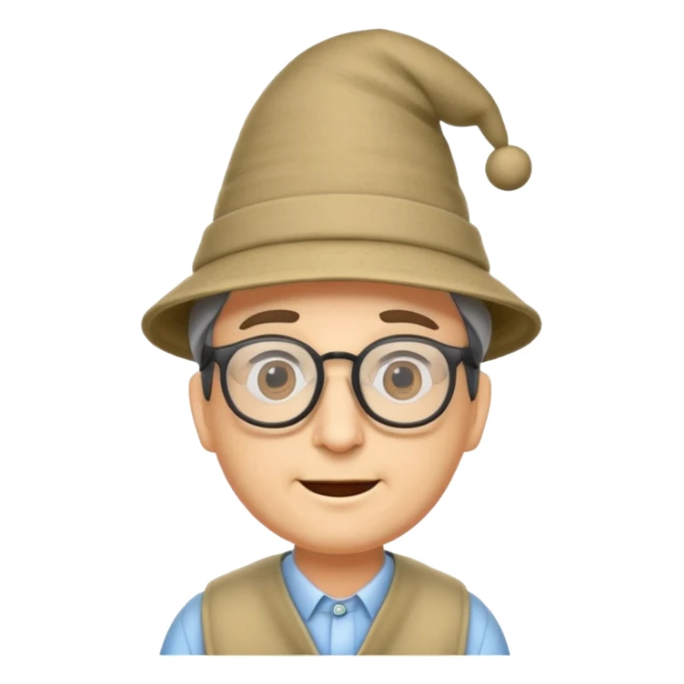Man with glasses wearing a tall funny hat. sticker