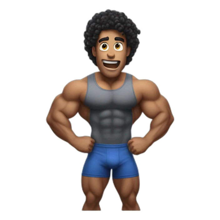 bodybuilder(with black curly hair) posing and surprised sticker