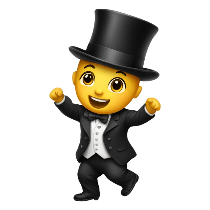 A baby wearing a top hat and dancing sticker