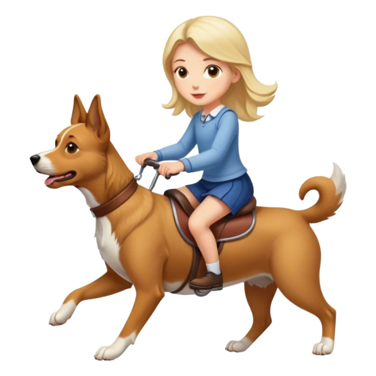 Girl riding a dog  sticker
