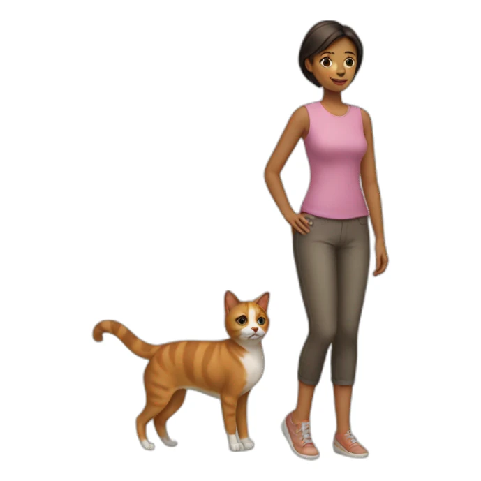woman with a cat and back small dog sticker