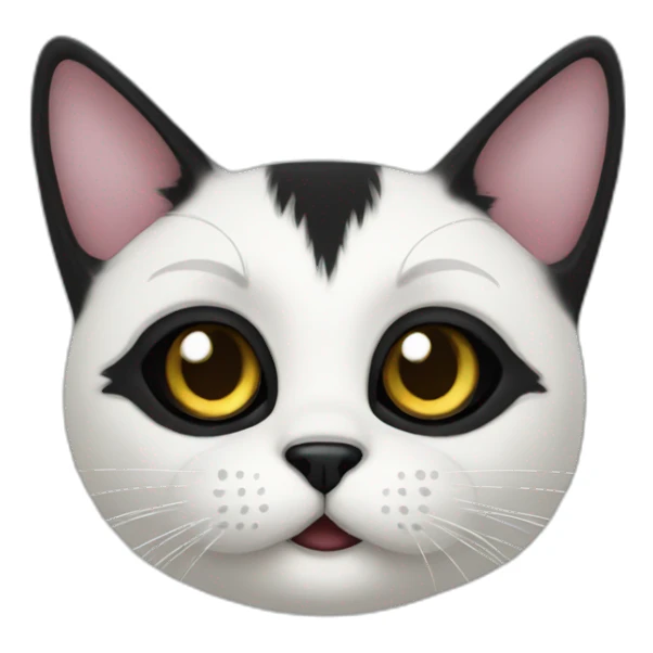 white-black-cat-with-black-stain-mouth sticker