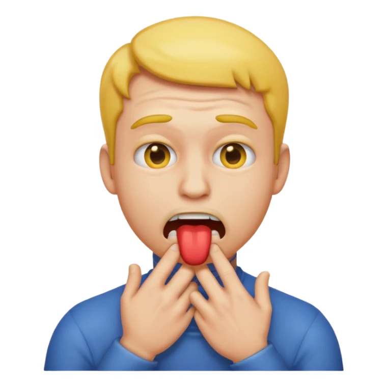 A guy choking himself as an emoji sticker