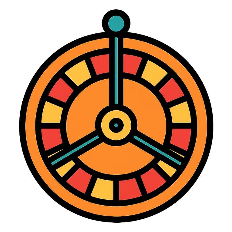 orange roulette wheel icon with color outline sticker