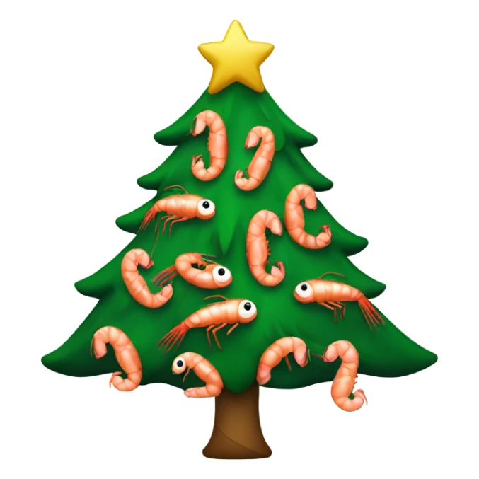 christmas tree decorated with shrimp ornaments  sticker