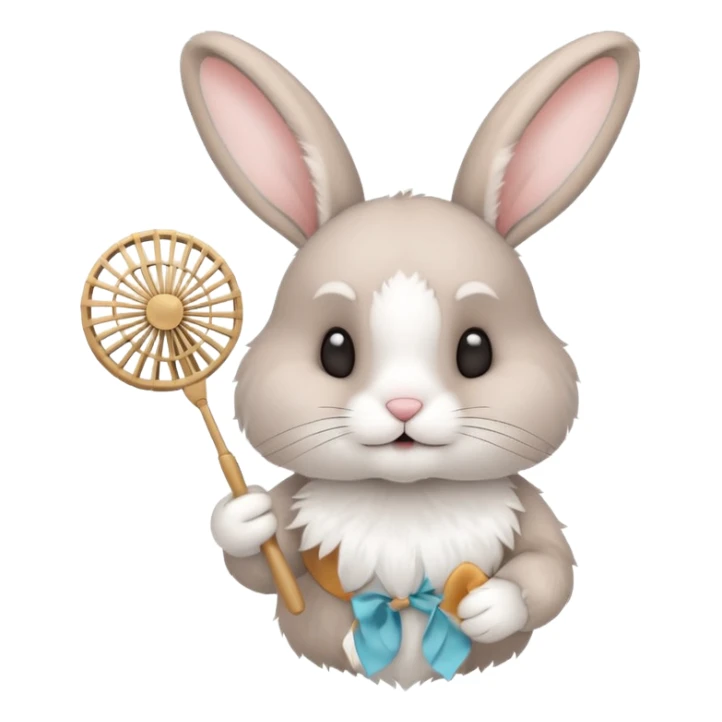 A rabbit hold a folding fan playfully sticker