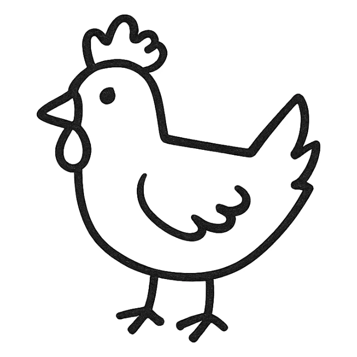 chicken icon, geometric shapes, stylized, professional look sticker