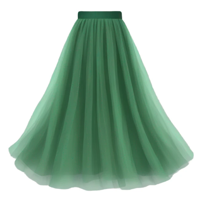 Long Green tulle skirt, isolated sticker