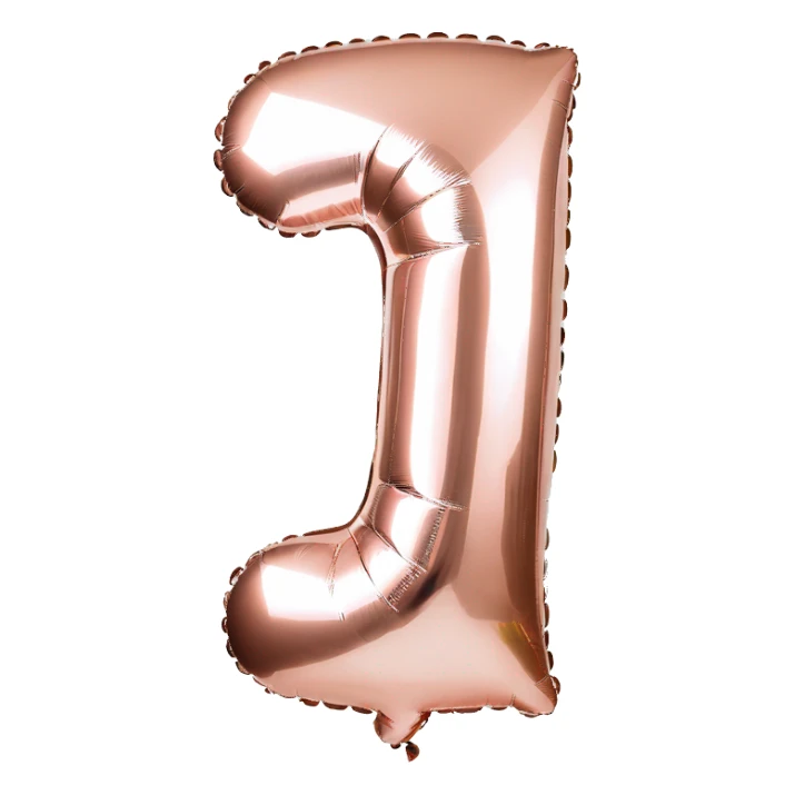 first birthday rose gold number ONE foil balloon  sticker