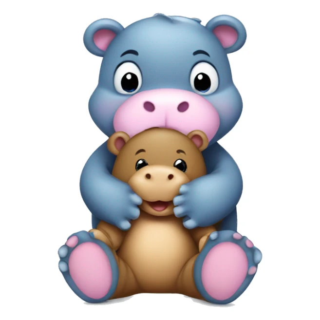 baby hippo hugging a teddy bear sticker