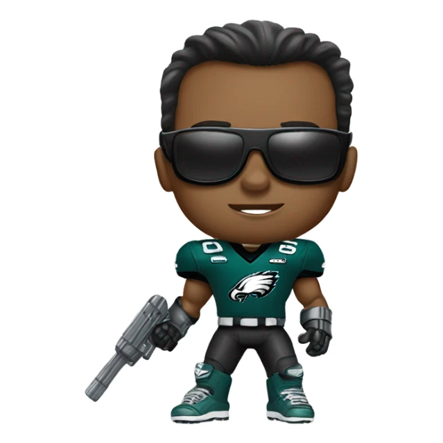 Terminator wearing Philadelphia eagles jersey sticker