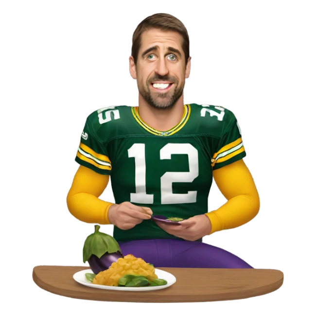 Aaron Rodgers eating an eggplant  sticker