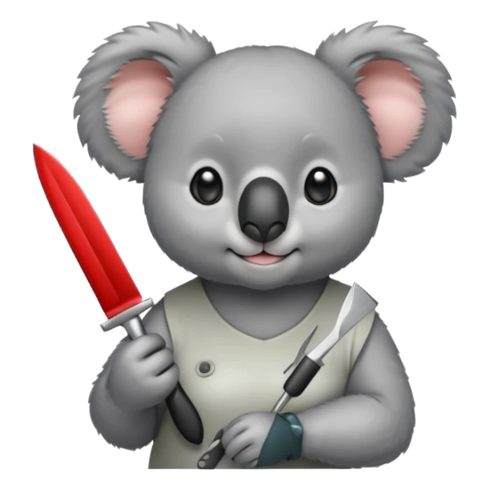 Female koala with knife sticker