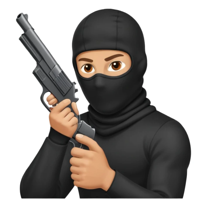guy in a balaclava shooting a pistol sticker