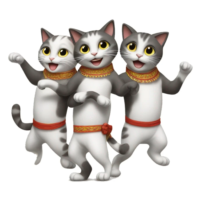 6 cats dancing the conga in a line sticker