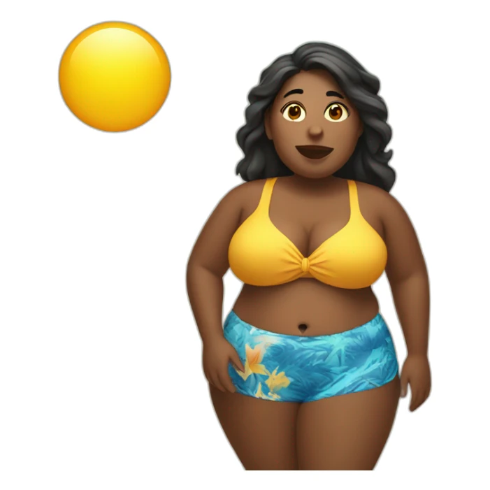 fat woman on beach sticker