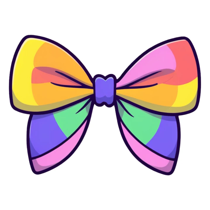 pastel rainbow striped bow with sparkles sticker