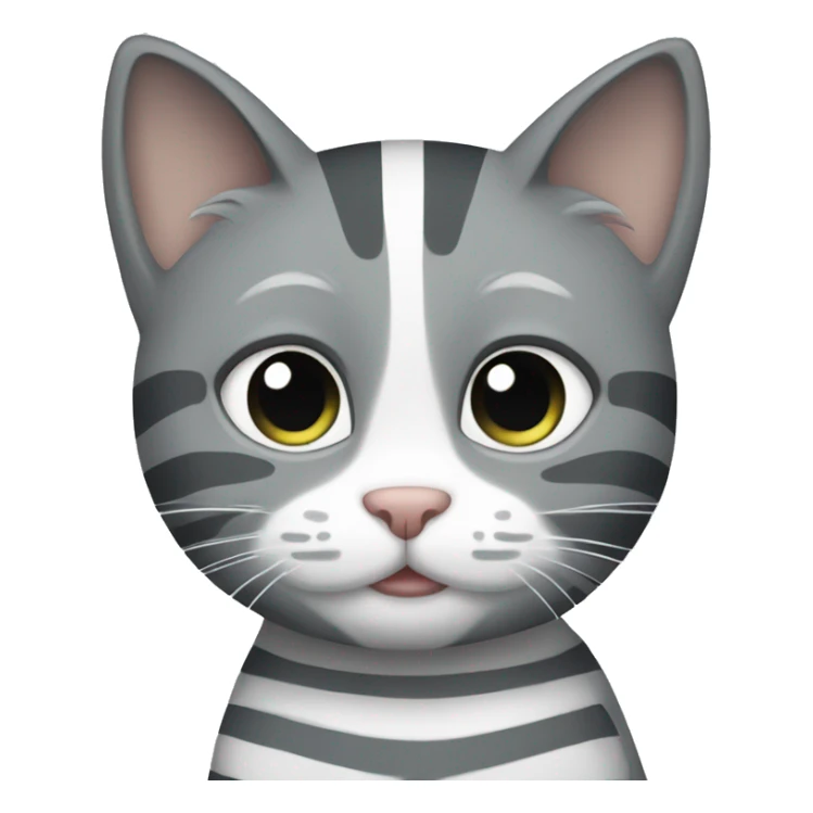 Grey cat with white and dark grey stripes  sticker