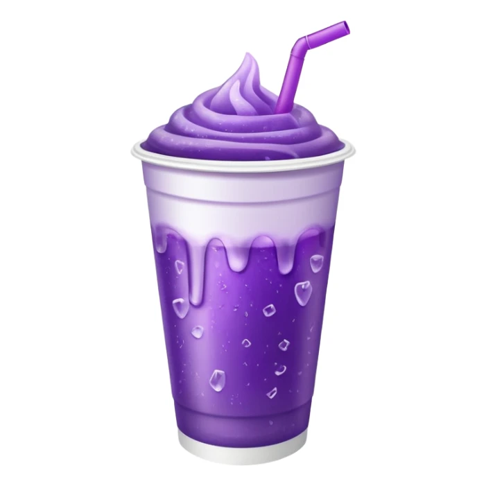 White solid paper cup filled with purple iced soda sticker