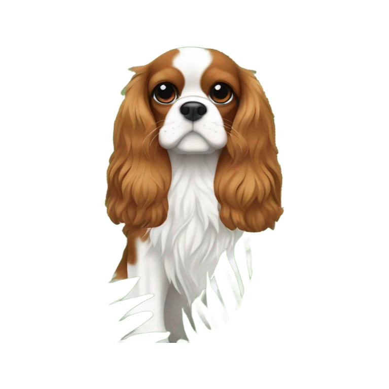 Cavalier dog with fern plant sticker