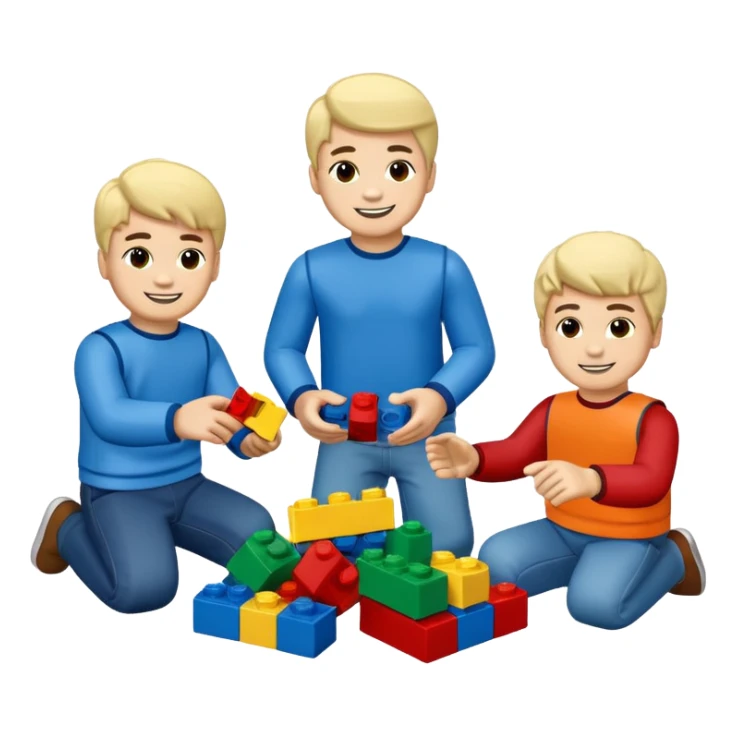 boys playing with legos full body sticker