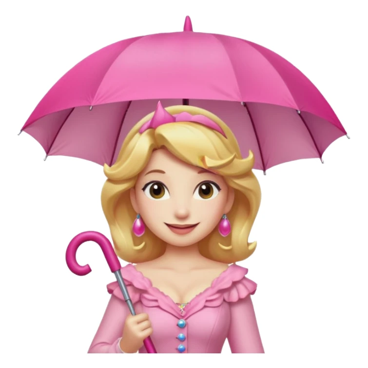 princess peach with a pink umbrella  sticker