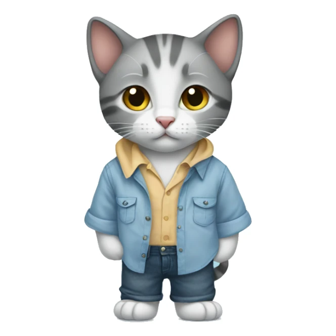 A kitten wearing a oversized shirt sticker