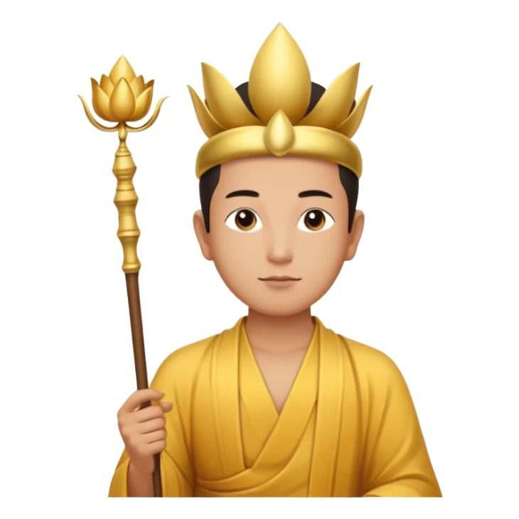 asian man, scepter, buddhism, lotus sticker